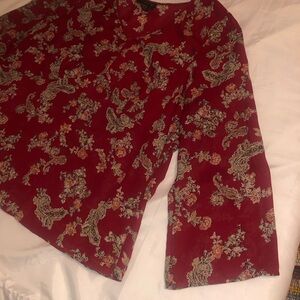 Venezia Burgundy Paisley V-Neck Blouse